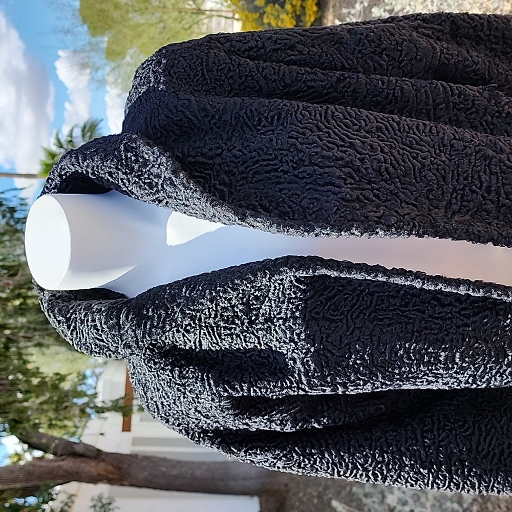 VTG BECKMAN FURS Persian Lamb Curly Wool Fur Coat S Croppd Hollywood Glam Jacket - Picture 10 of 17